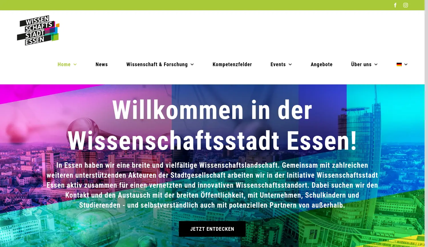 Website der Firma Wissenschaftsstadt Essen