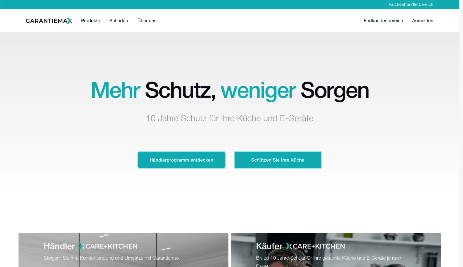 Website der Firma Garantiemax GmbH