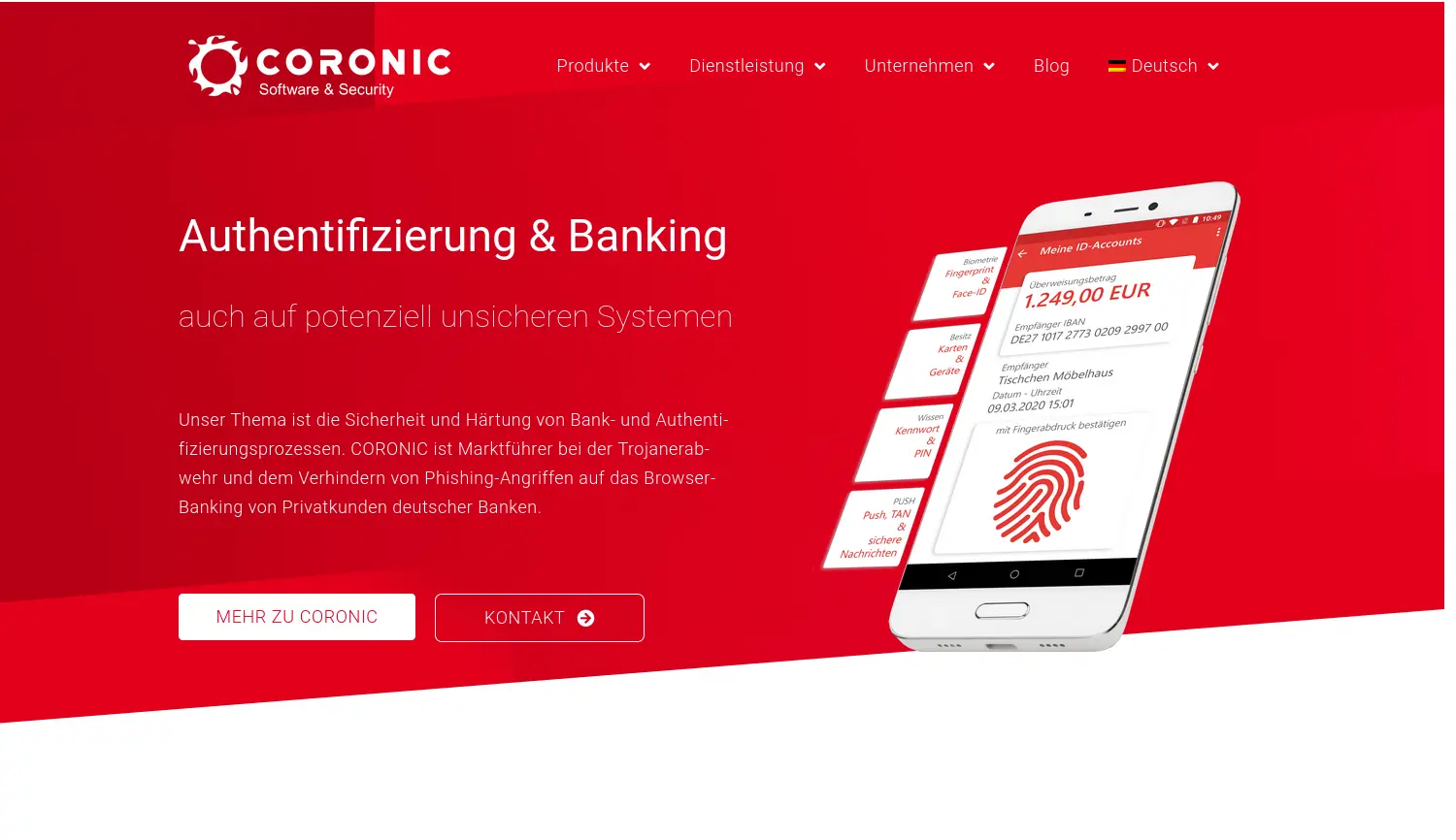 Website der Firma CORONIC GmbH