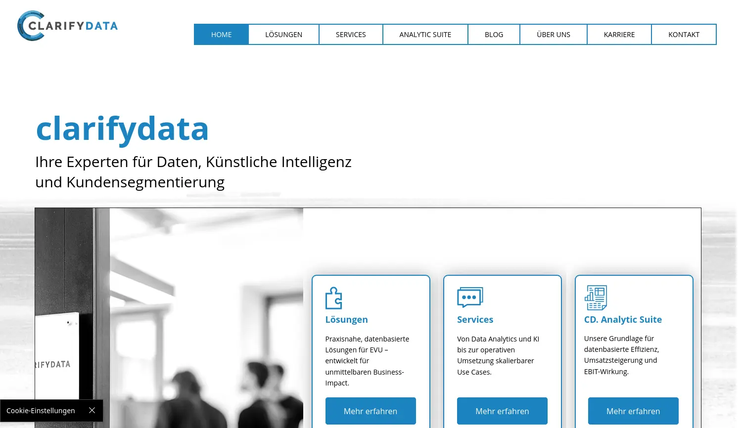 Website der Firma clarifydata GmbH