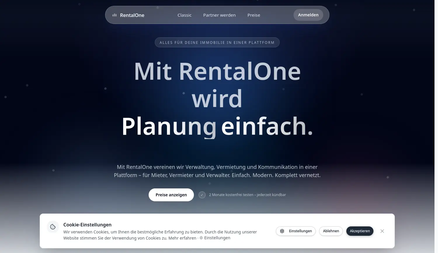 Website der Firma RentalOne GmbH