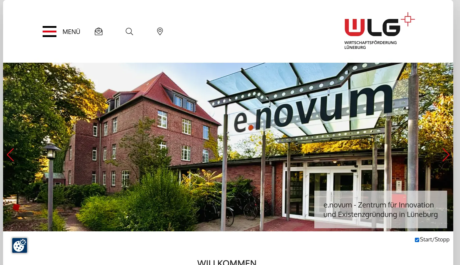 Website der Firma Wirtschaftsförderungs-GmbH für Stadt und Landkreis Lüneburg