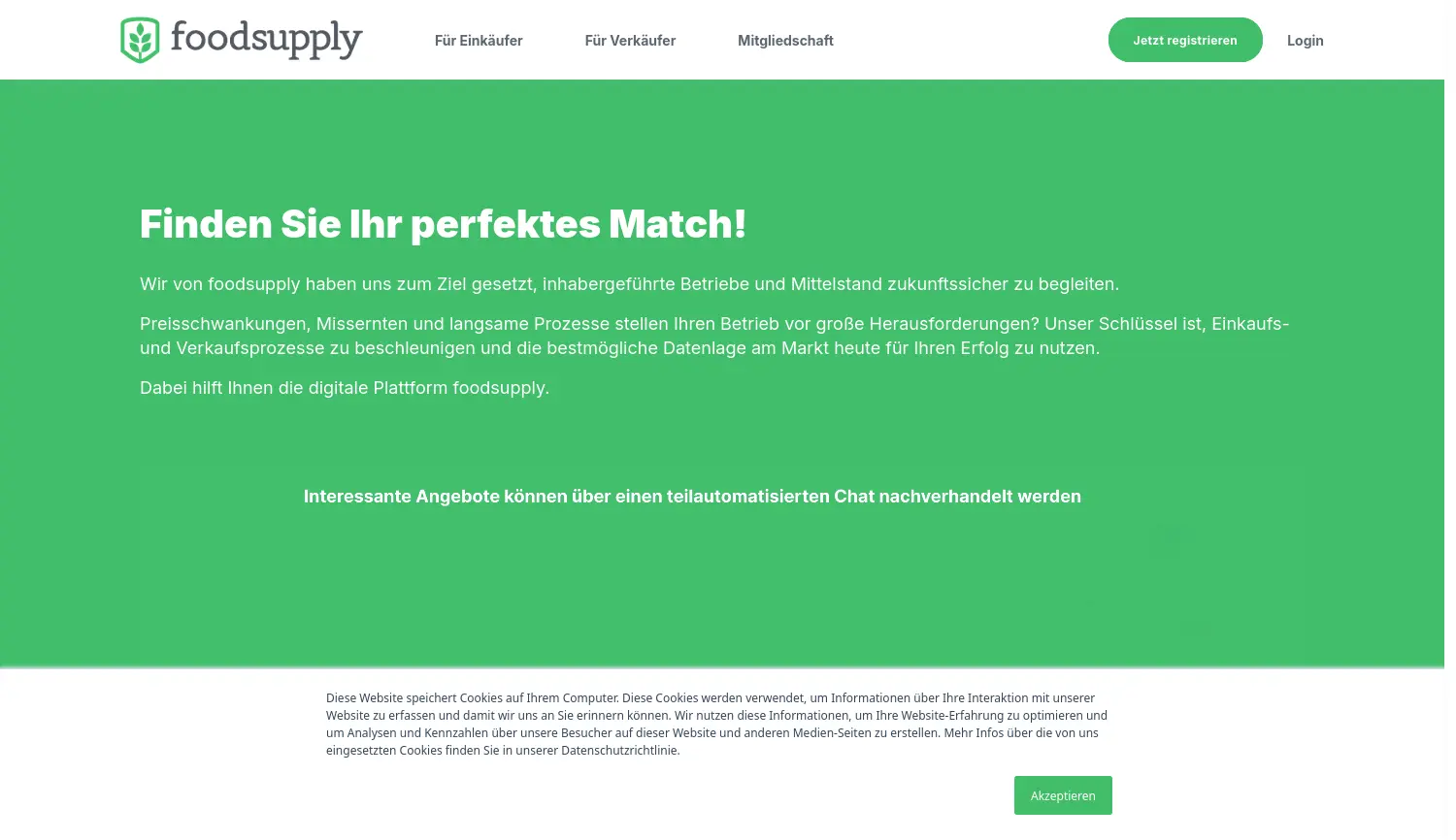 Website der Firma Foodsupply FS GmbH