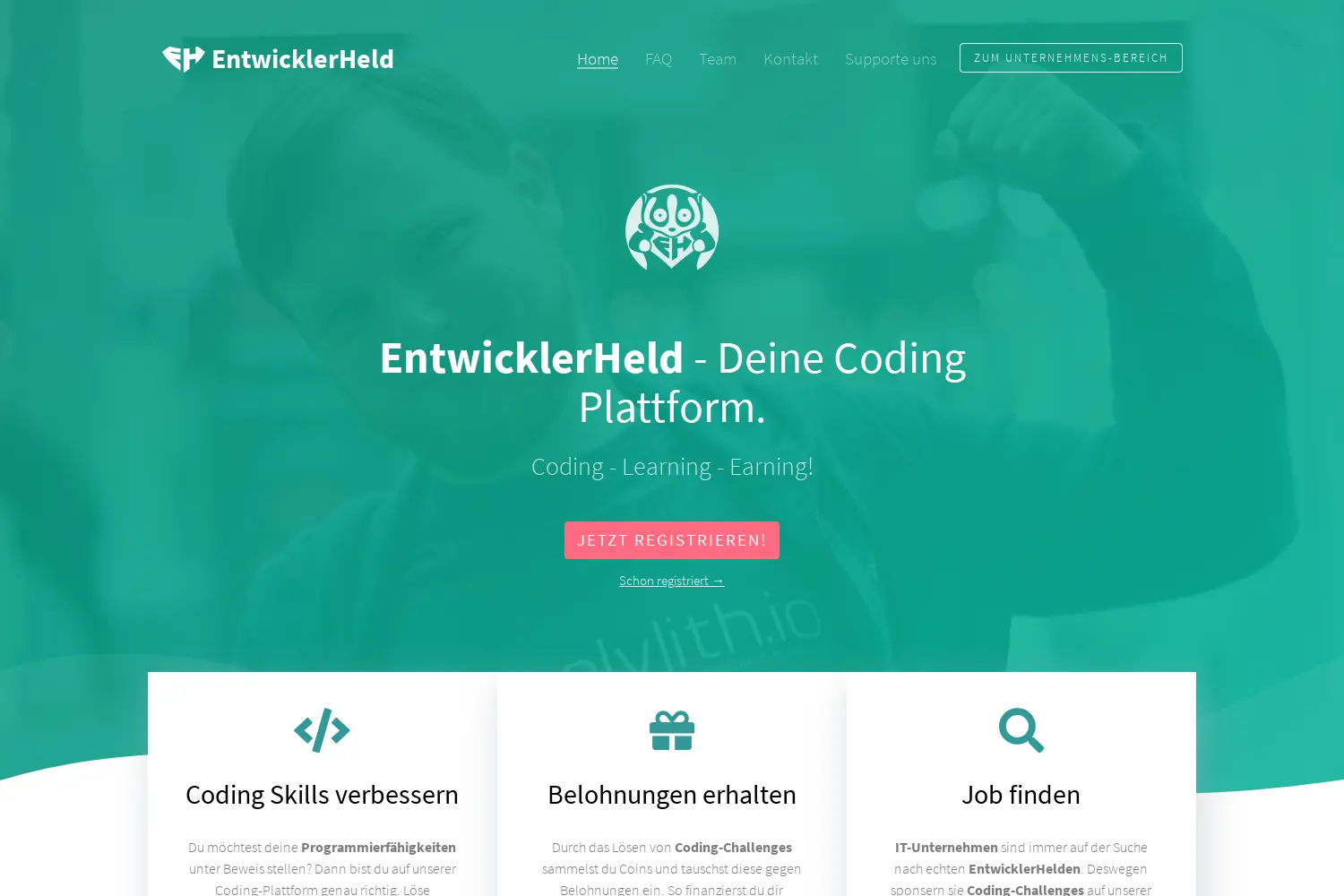 Website der Firma EntwicklerHeld GmbH