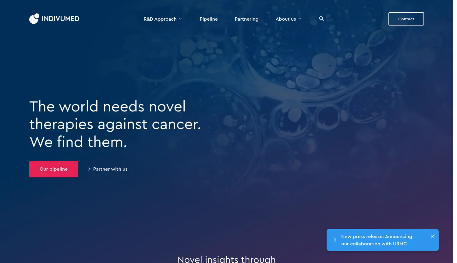 Website der Firma Indivumed GmbH