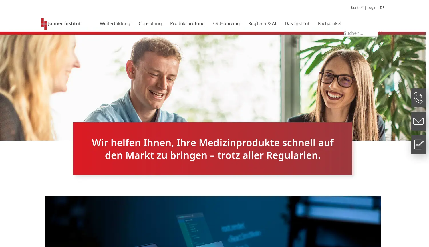 Website der Firma Johner Institut GmbH