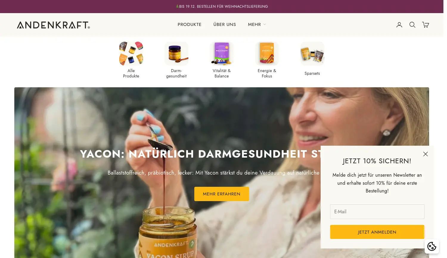 Website der Firma Andenkraft