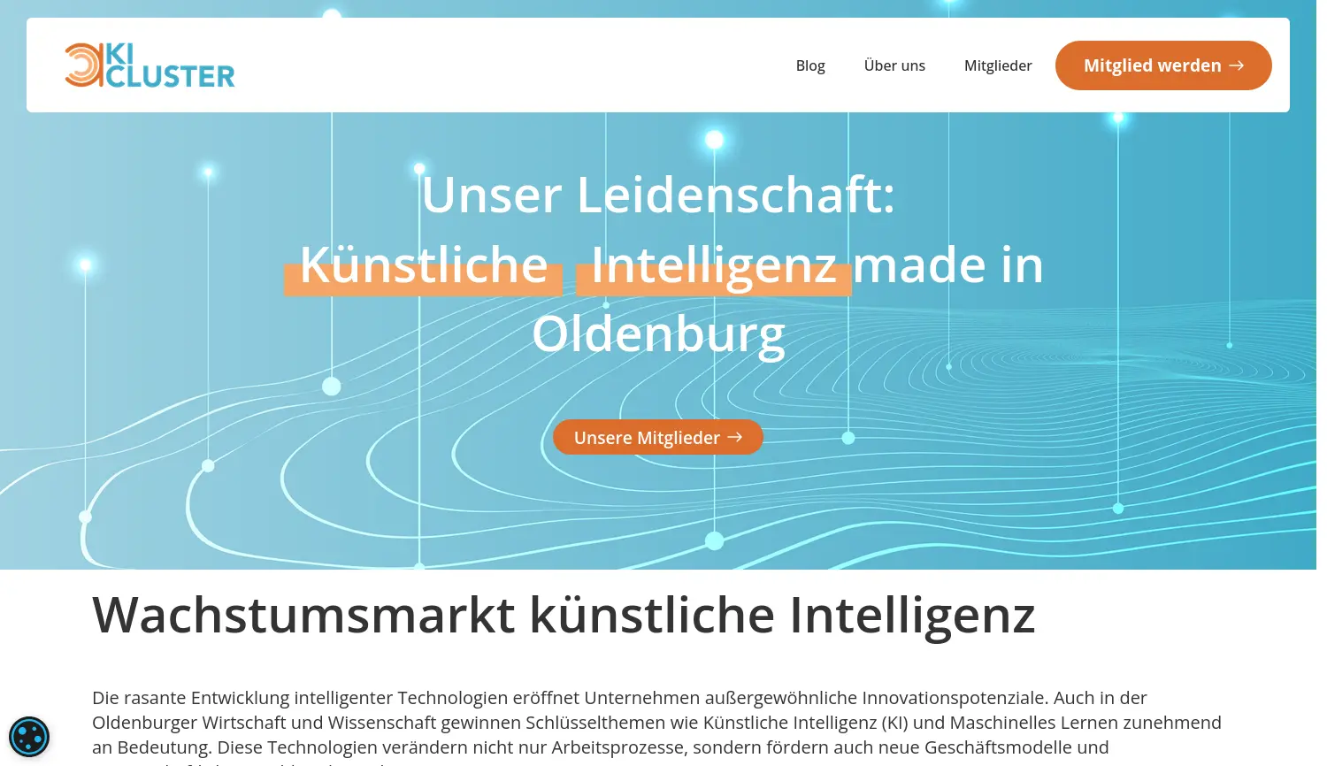 Website der Firma KI-Cluster Oldenburg
