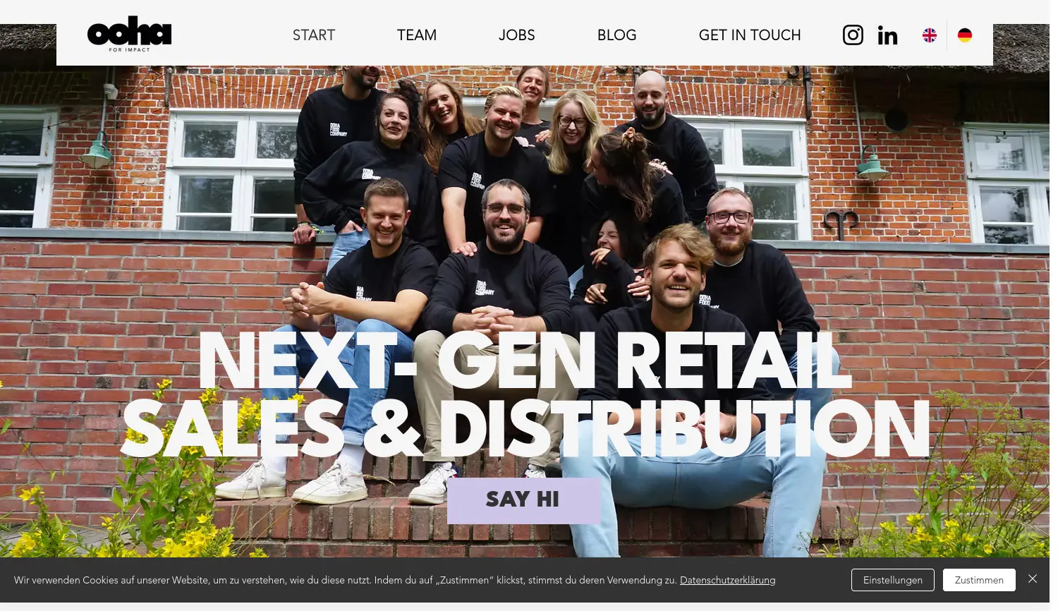 Website der Firma ooha food GmbH