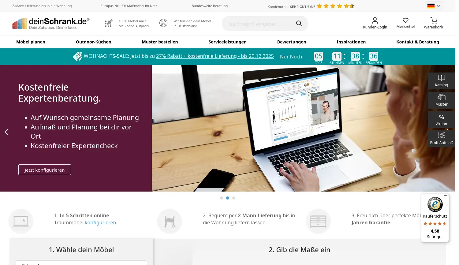 Website der Firma deinSchrank