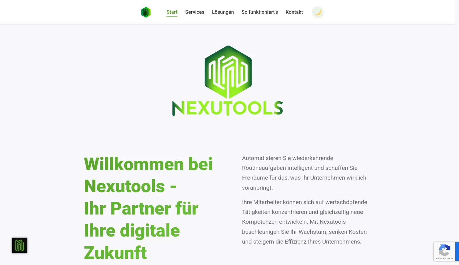 Website der Firma Nexutools