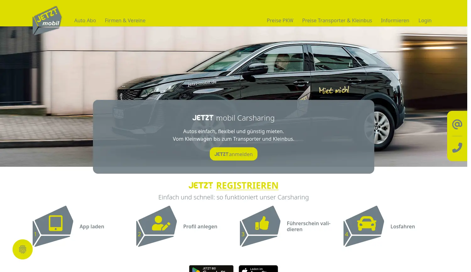 Website der Firma JETZT mobil GmbH