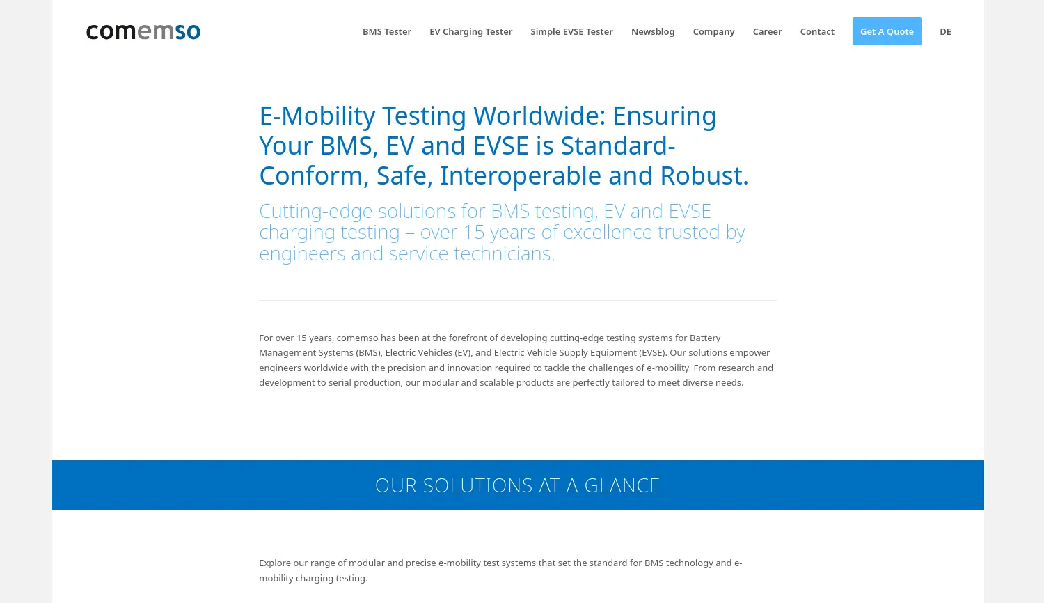 Website der Firma comemso electronics GmbH