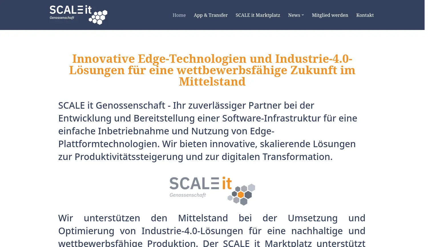 Website der Firma SCALE it e.G.