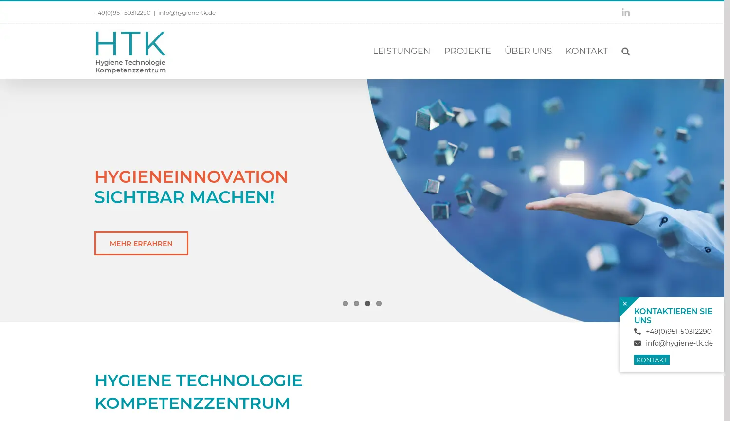 Website der Firma HTK Hygiene Technologie Kompetenzzentrum GmbH