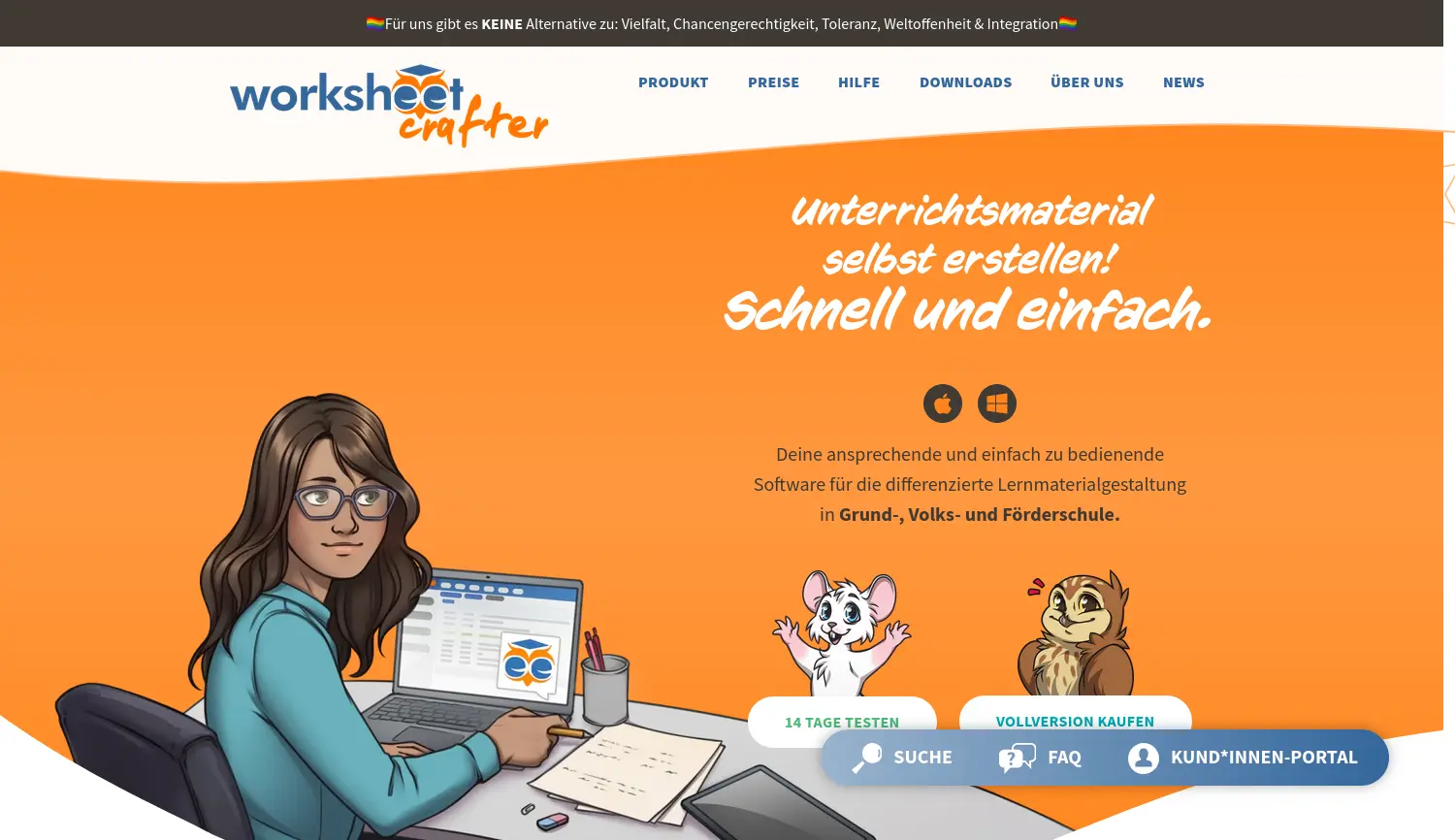Website der Firma Worksheet Crafter