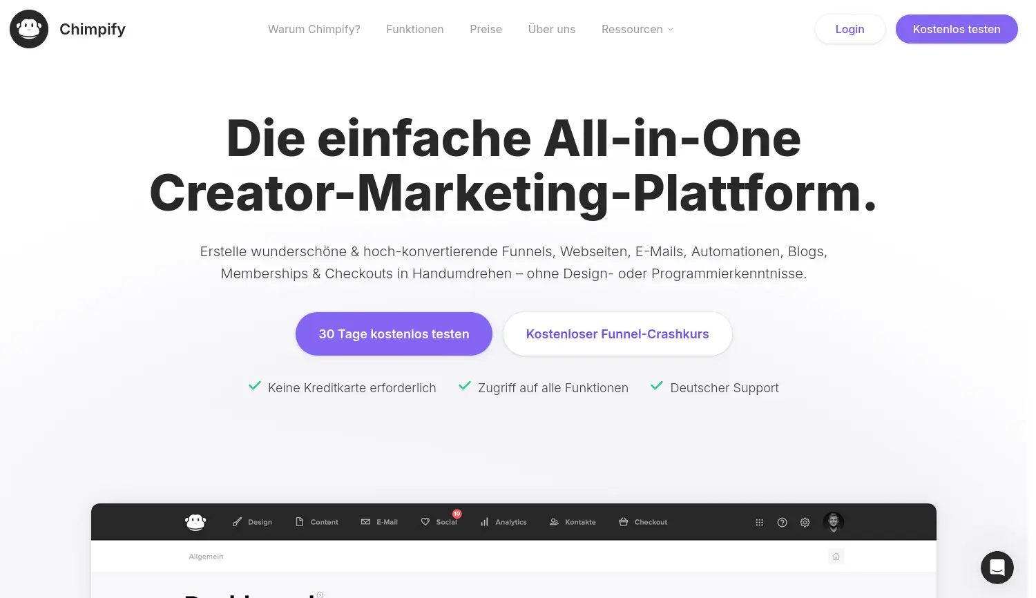 Website der Firma Chimpify GmbH