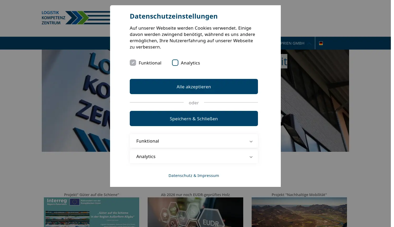 Website der Firma LKZ Prien GmbH