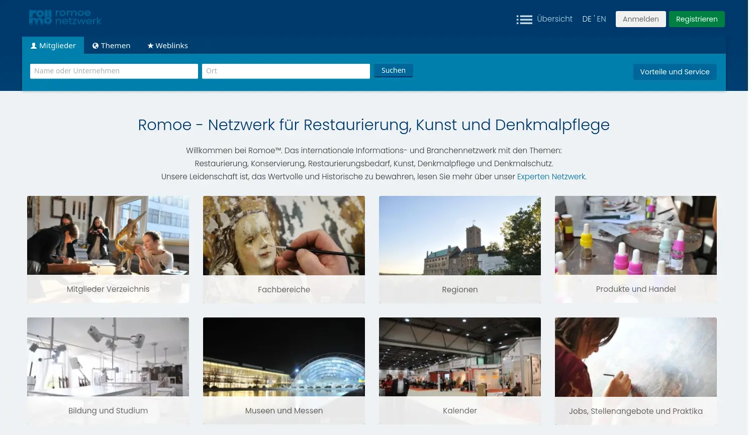 Website der Firma Romoe