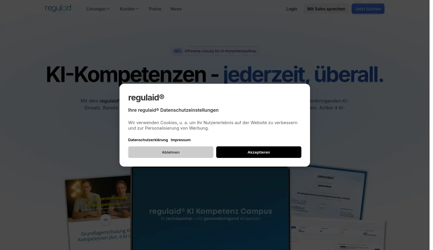 Website der Firma regulaid GmbH