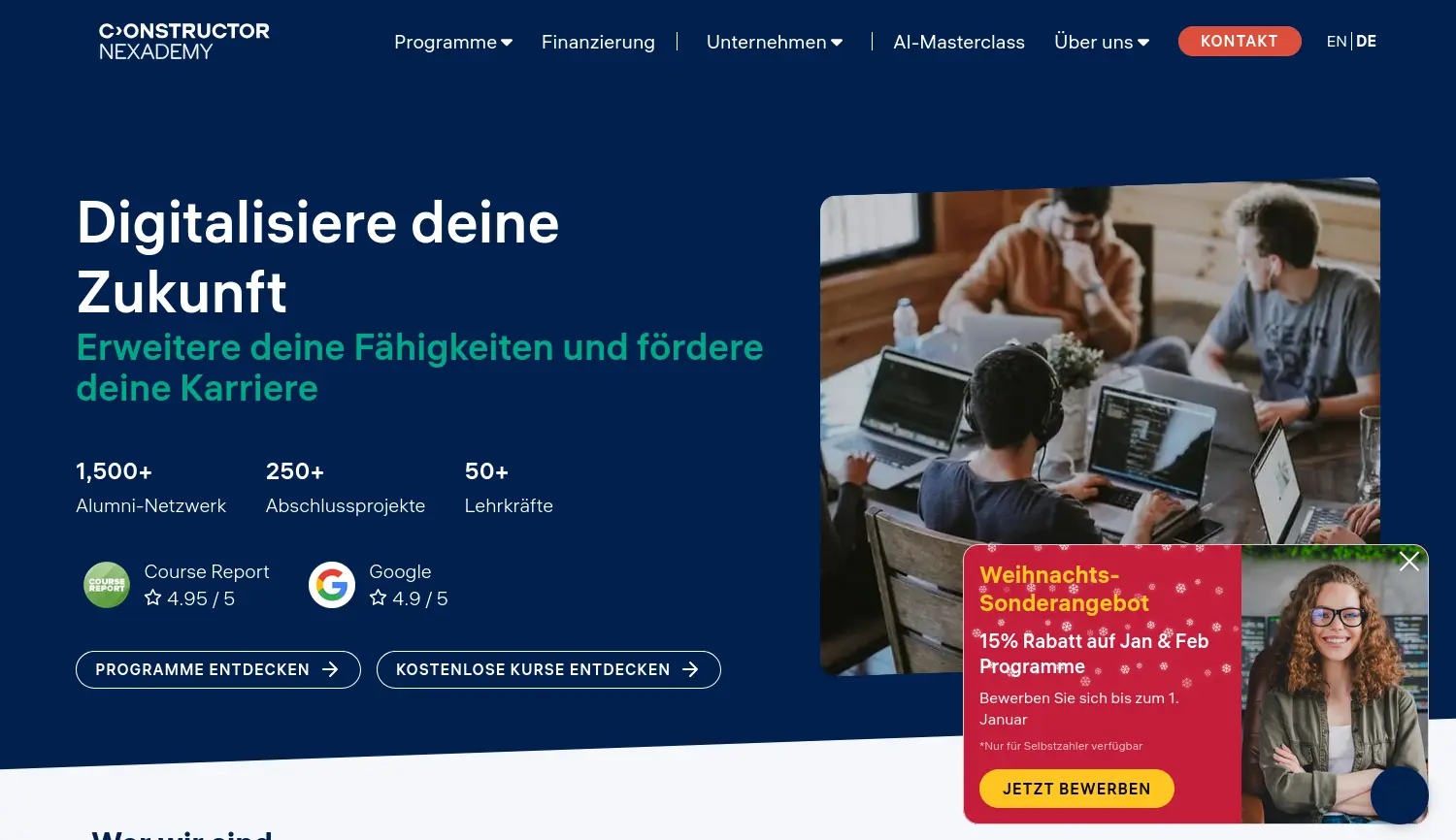 Website der Firma Constructor Academy GmbH