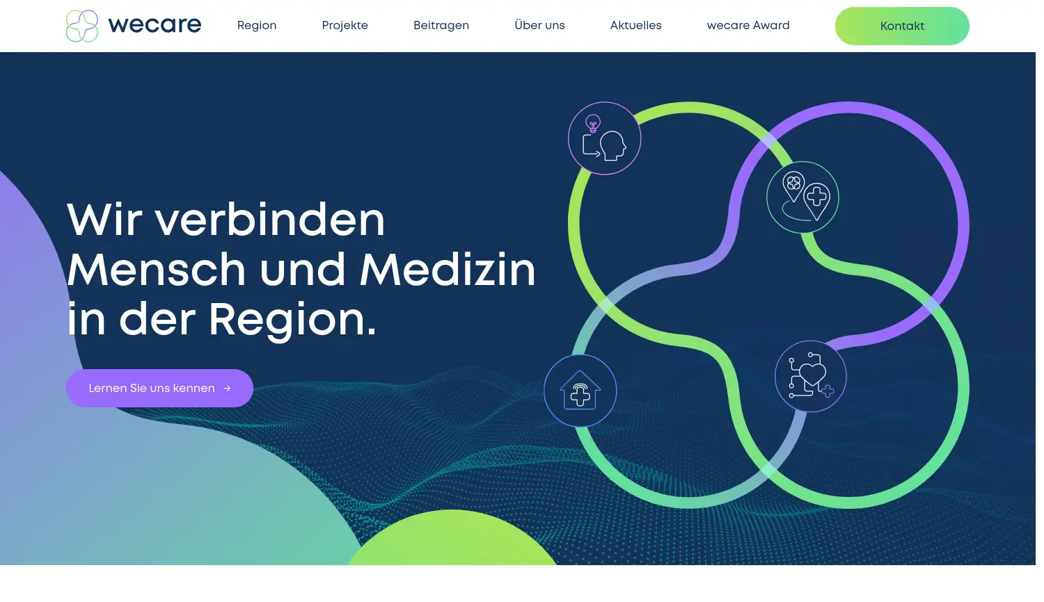 Website der Firma wecare Agentur (Friedrich-Schiller-Universität Jena & Universitätsklinikum Jena)