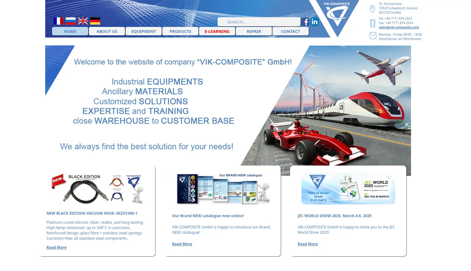 Website der Firma VIK-COMPOSITE GmbH