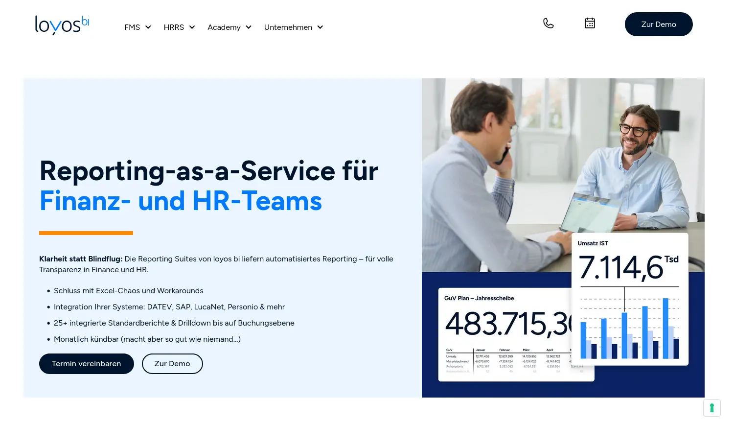 Website der Firma loyos bi GmbH