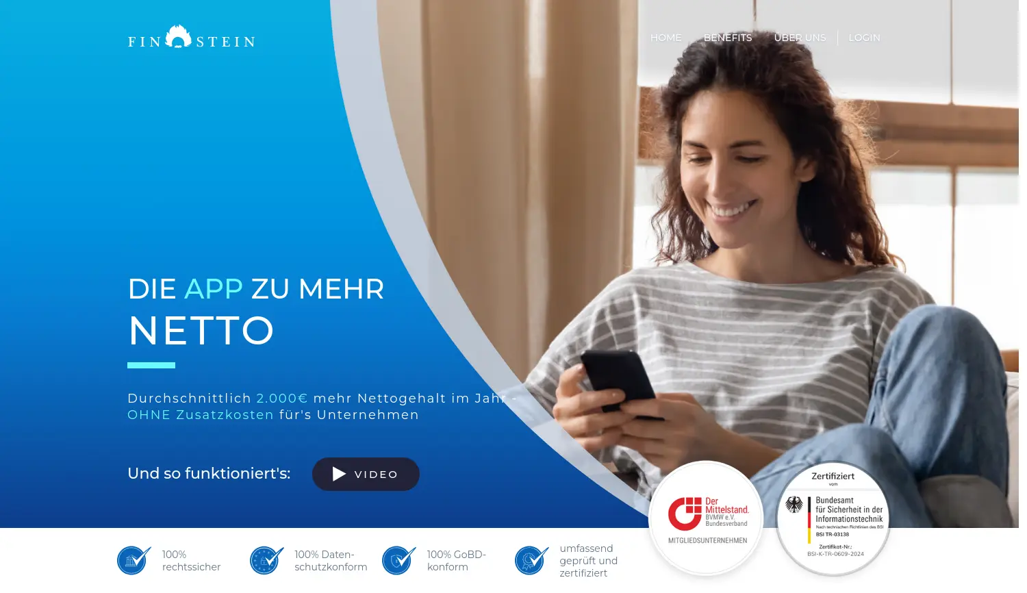 Website der Firma Finstein GmbH