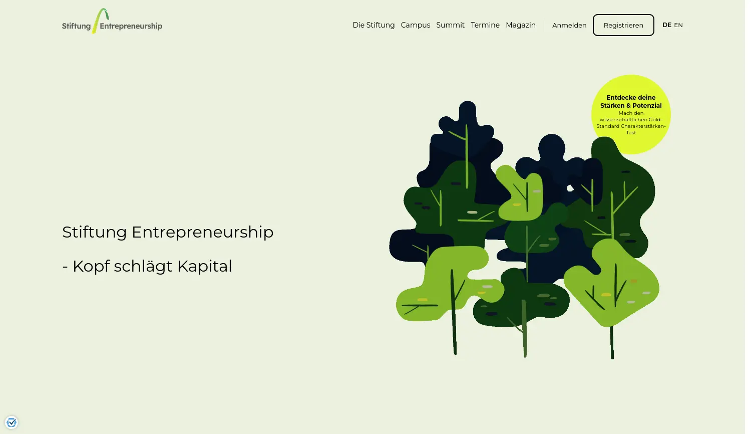 Website der Firma Stiftung Entrepreneurship