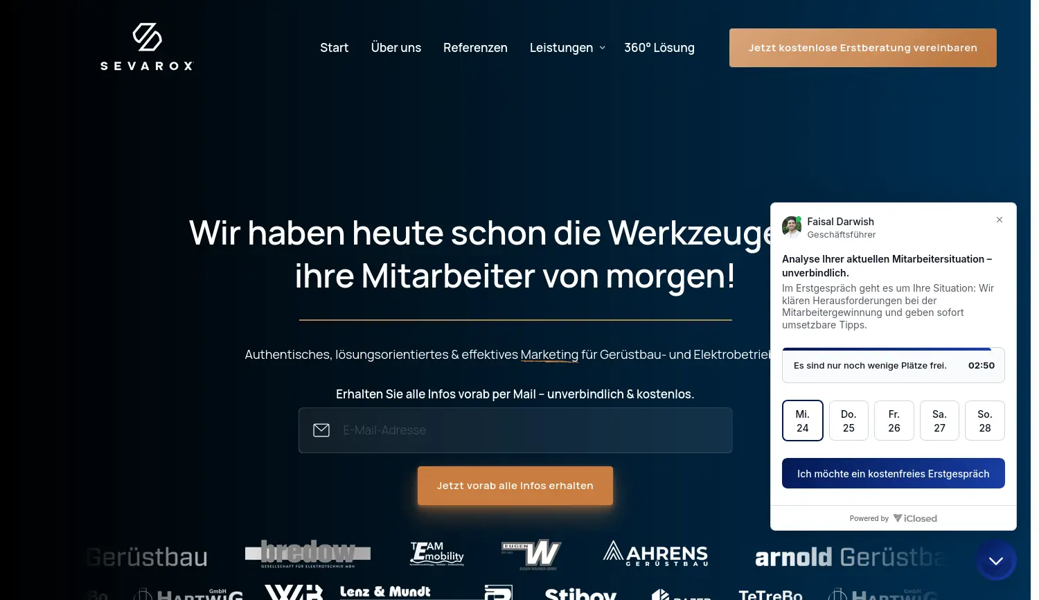Website der Firma Sevarox GmbH