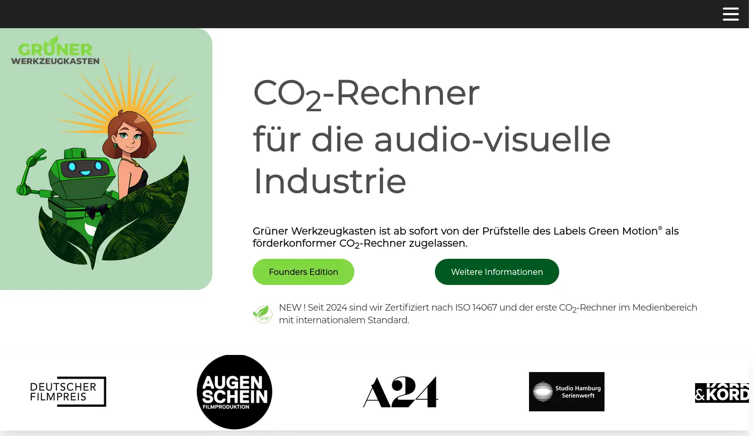 Website der Firma Grüner Werkzeugkasten