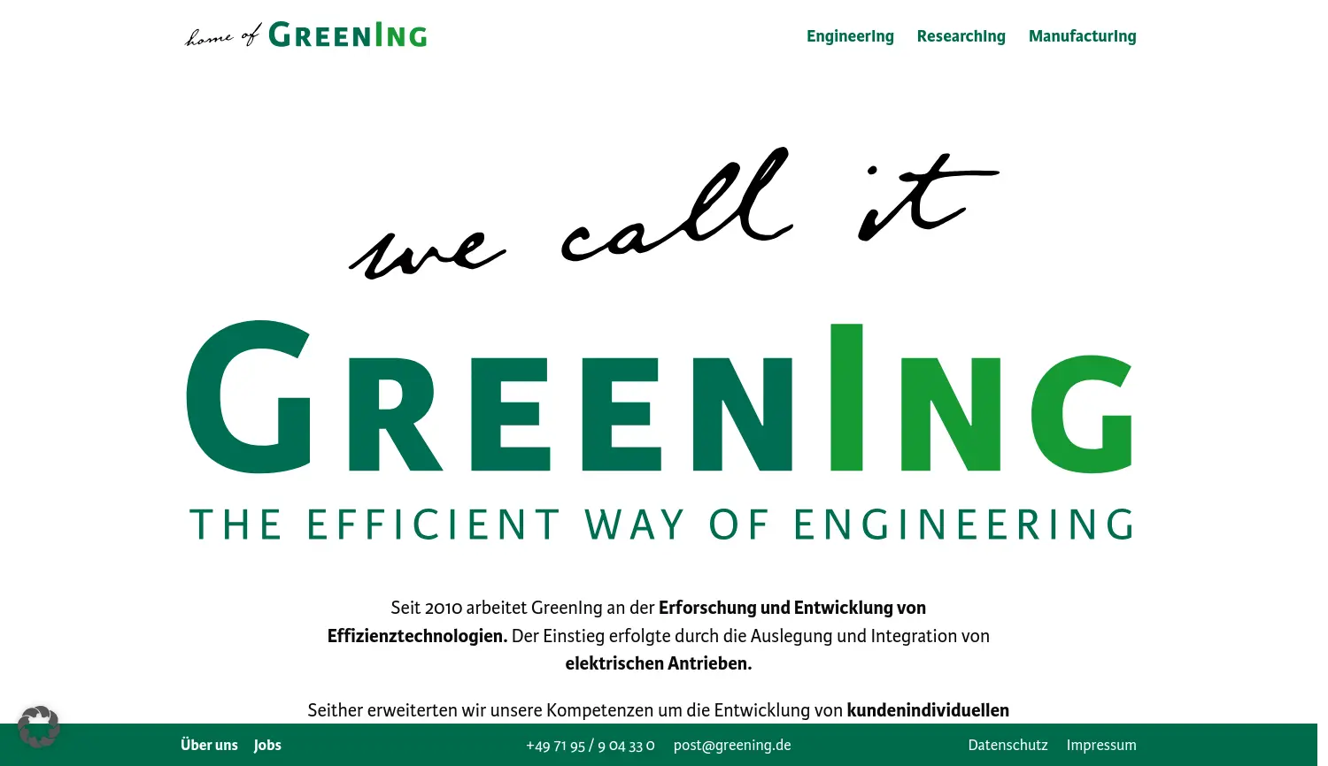 Website der Firma GreenIng GmbH & Co. KG