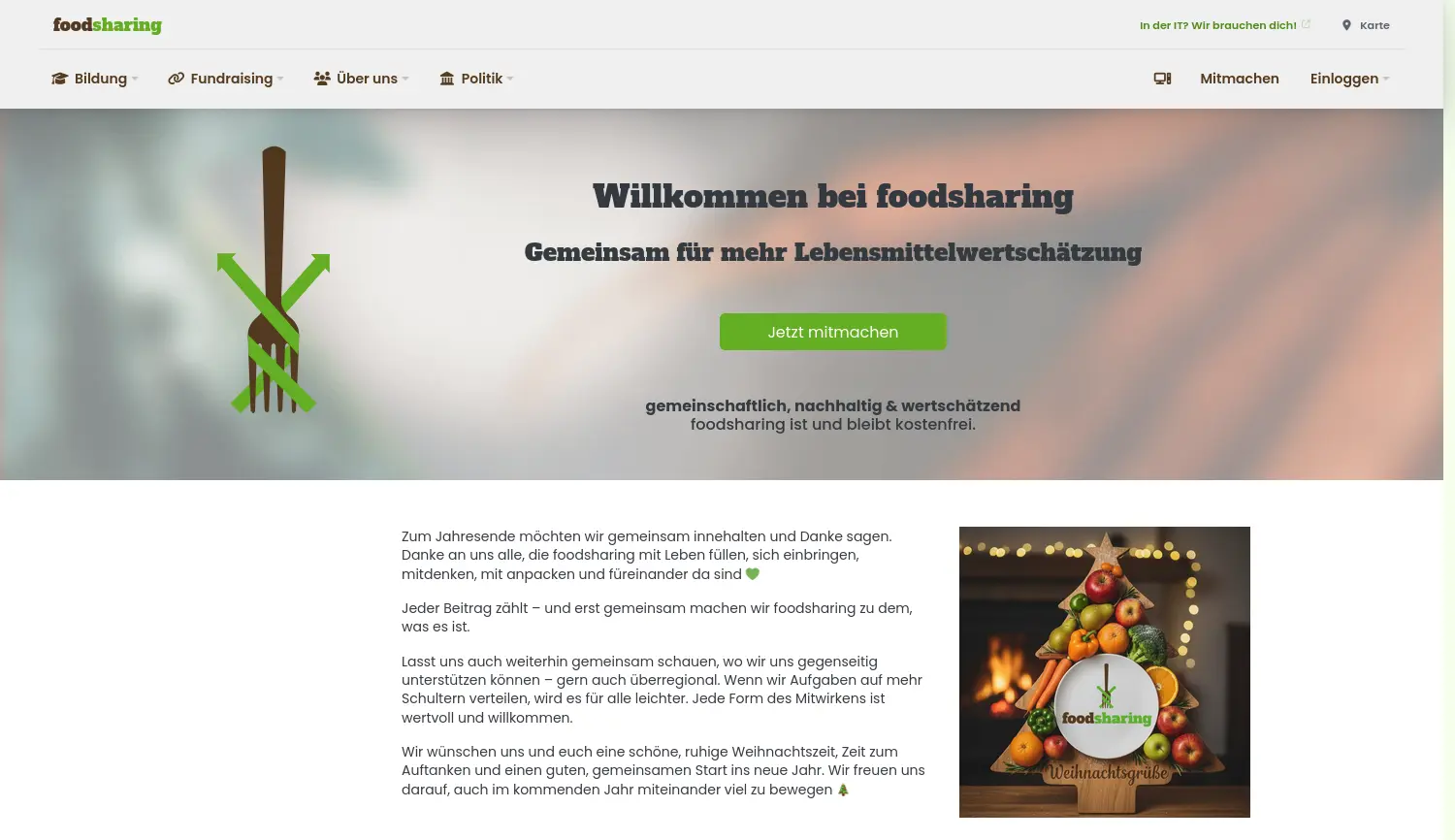 Website der Firma foodsharing e.V.