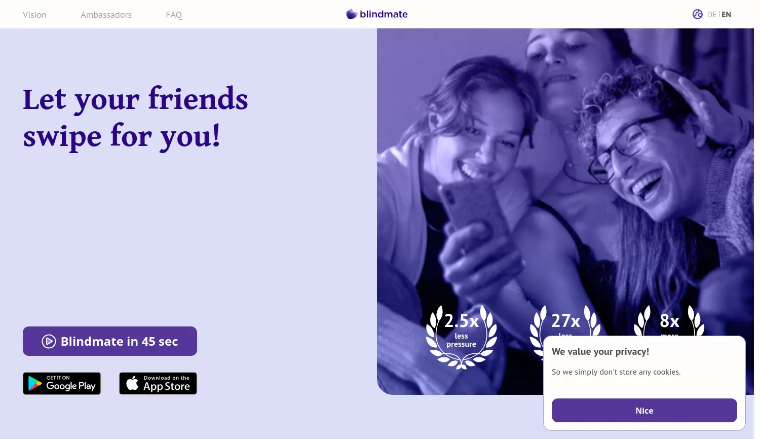 Website der Firma BlindMate GmbH