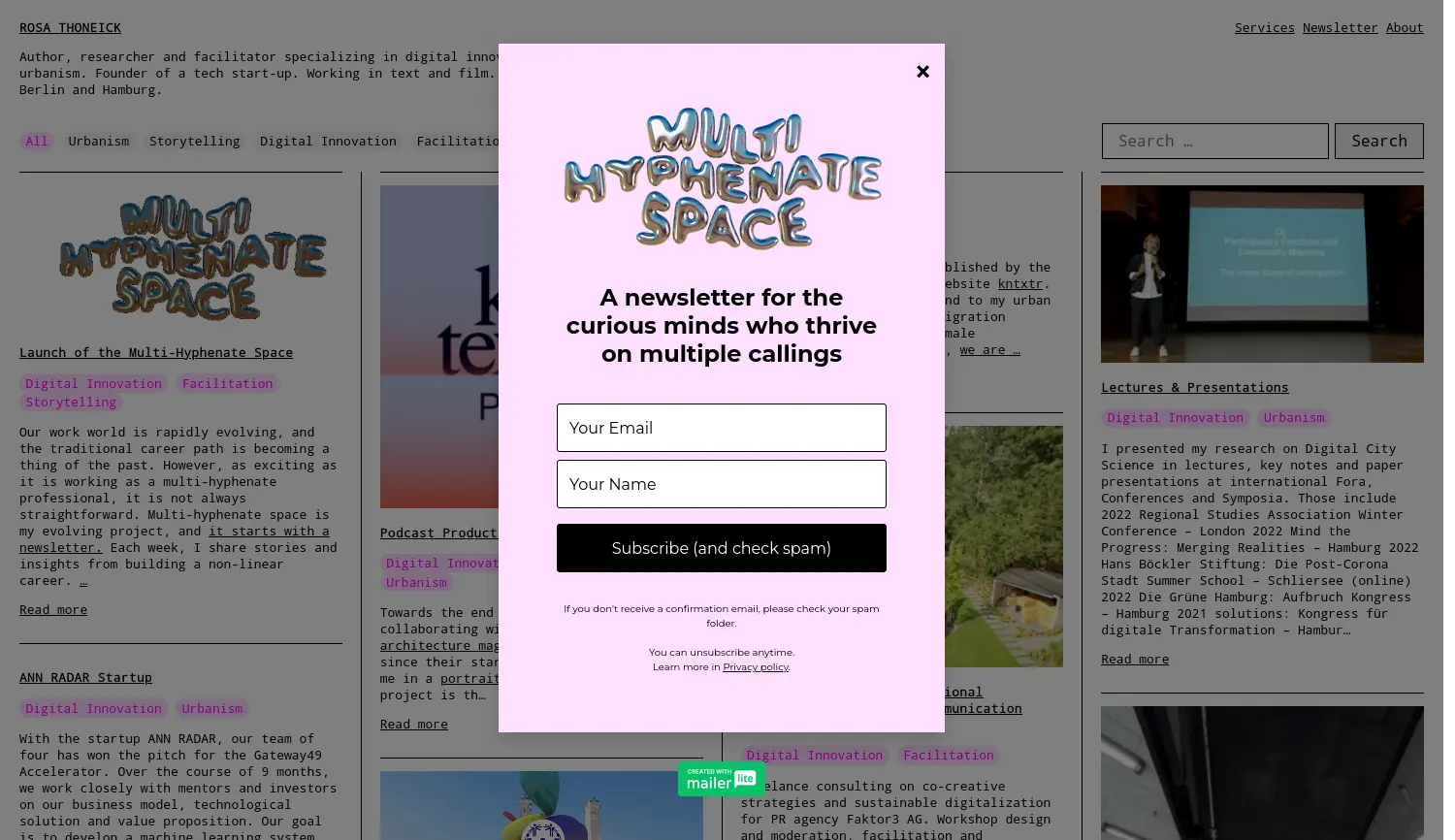 Website der Firma Rosa Thoneick