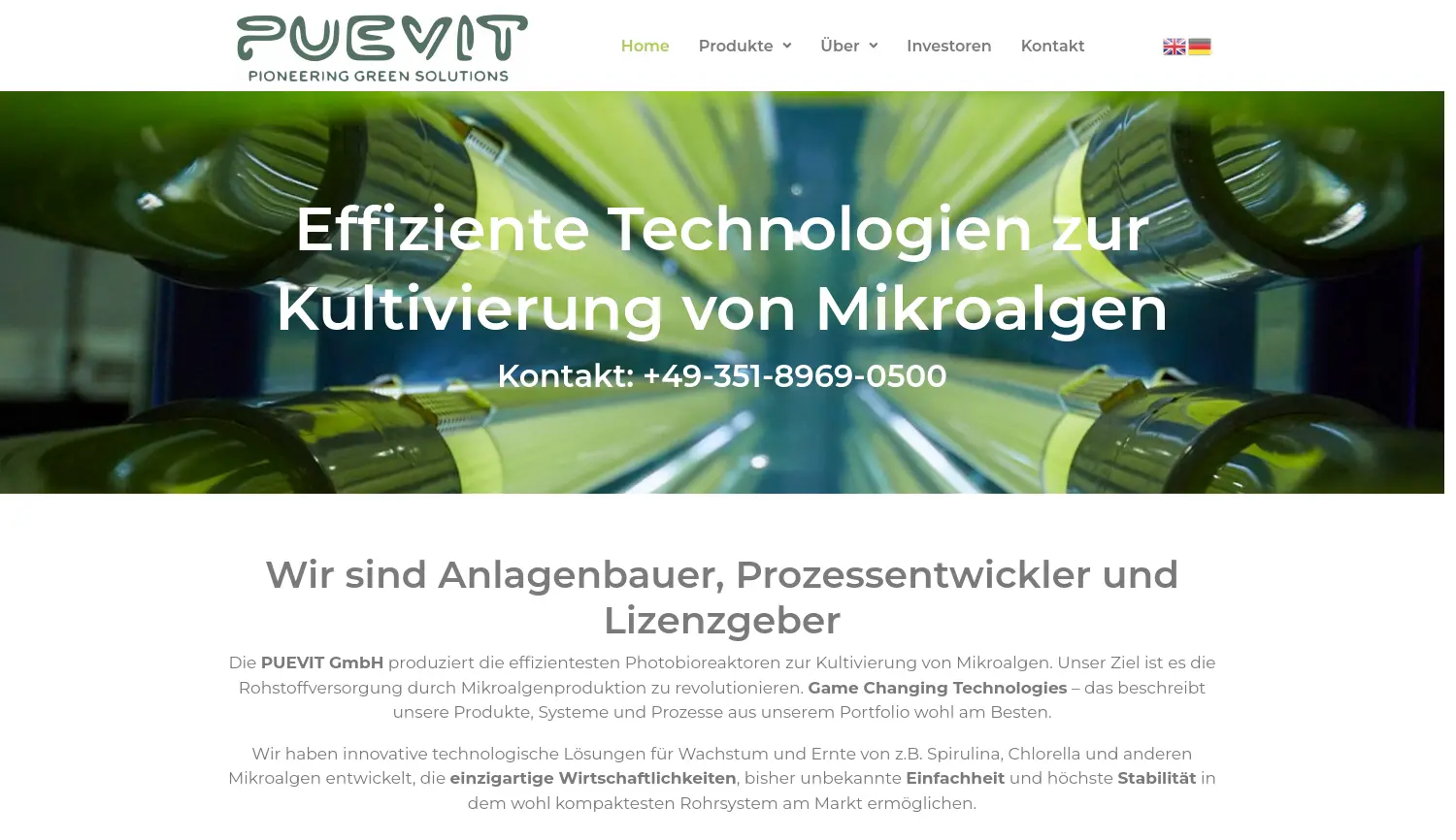 Website der Firma PUEVIT GmbH