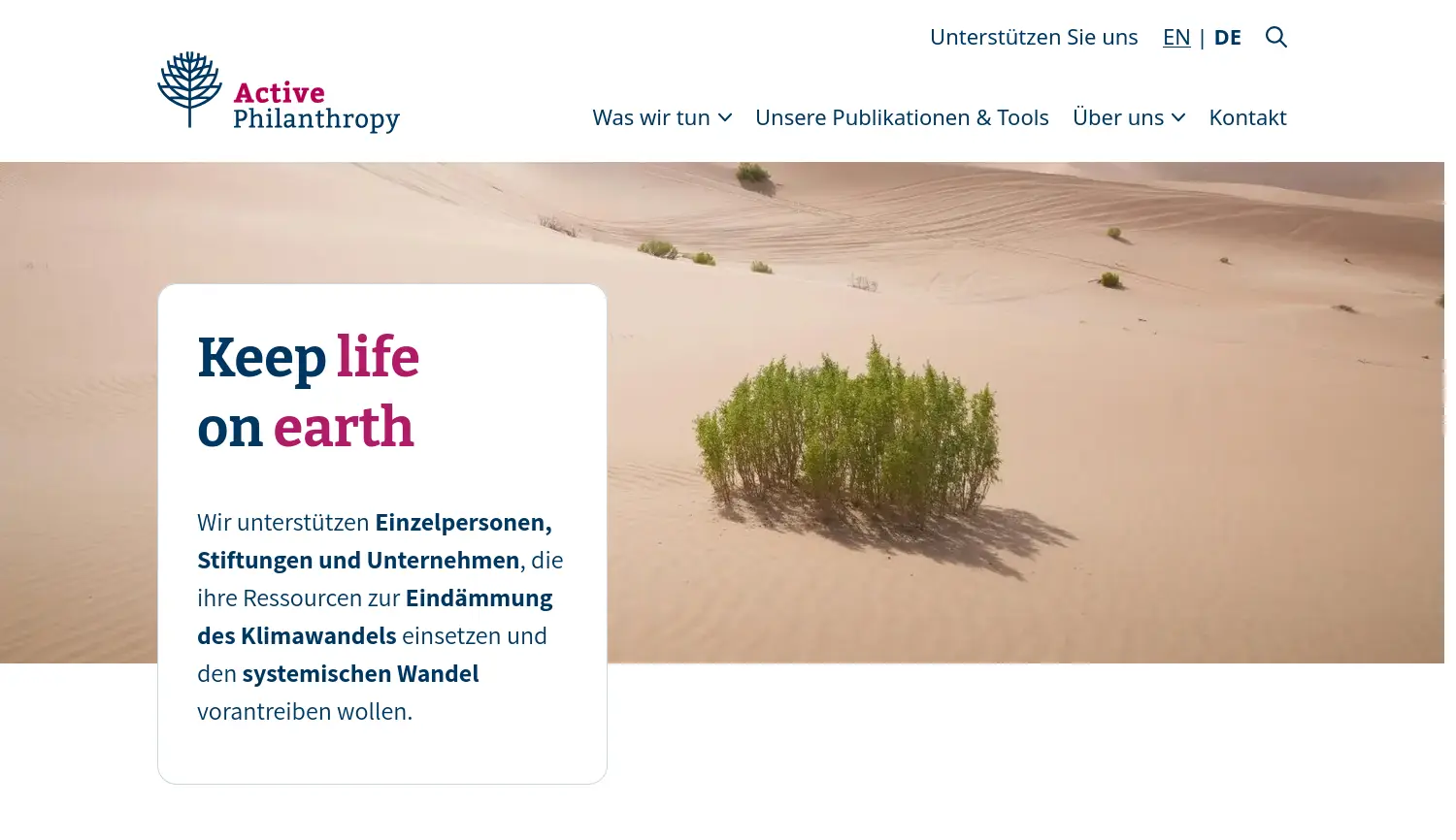 Website der Firma Active Philanthropy