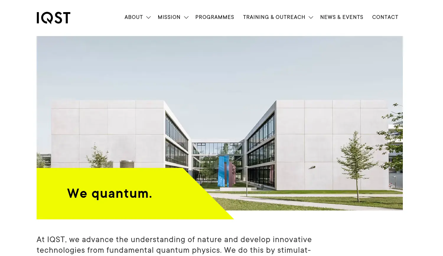 Website der Firma Center for Integrated Quantum Science and Technology (IQST)