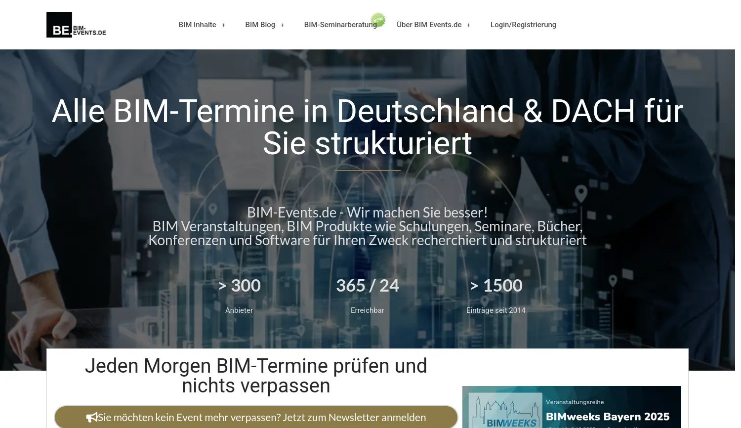 Website der Firma BIM-Events