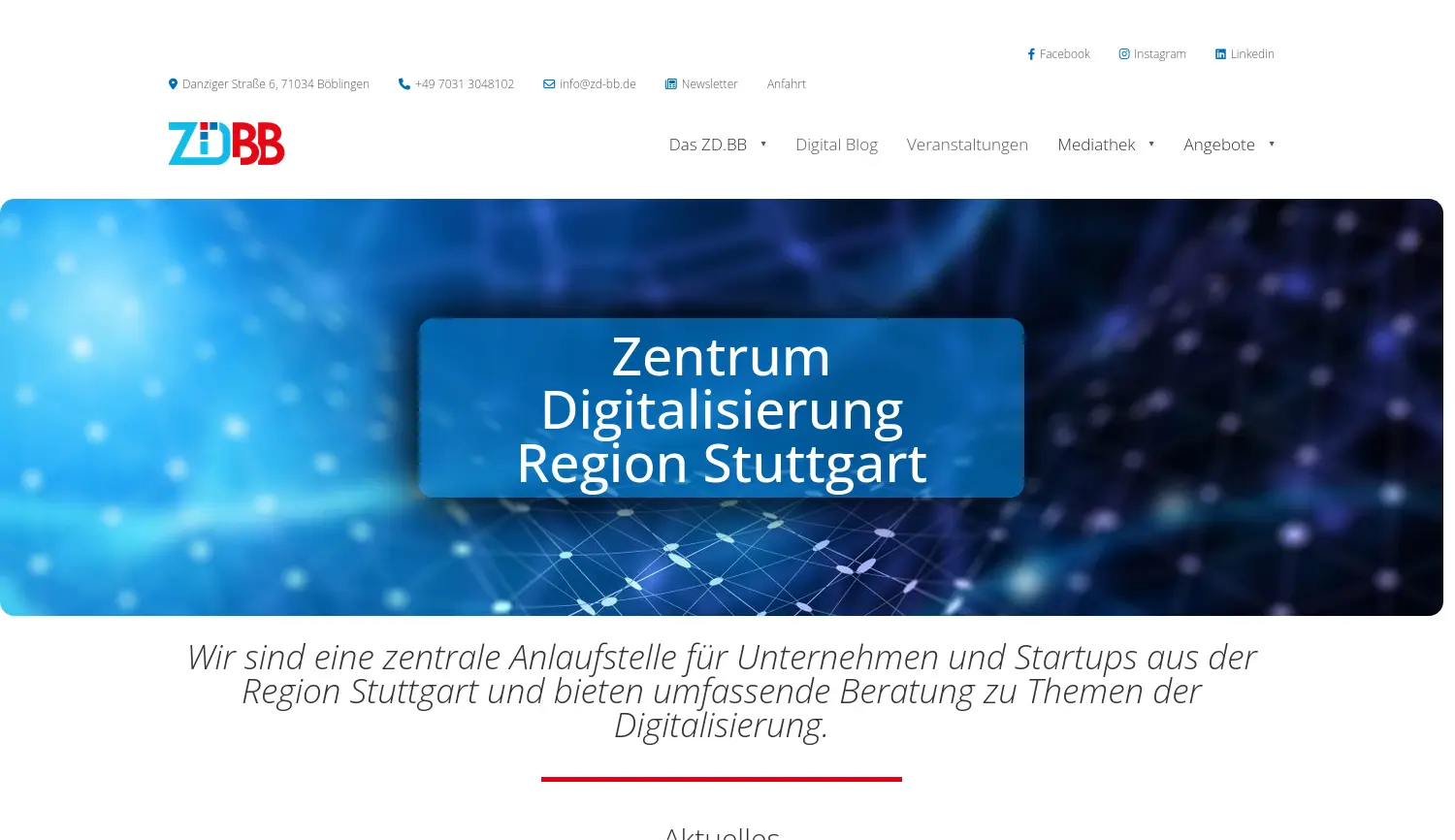 Website der Firma Zentrum für Digitalisierung Landkreis Böblingen – ZD.BB GmbH
