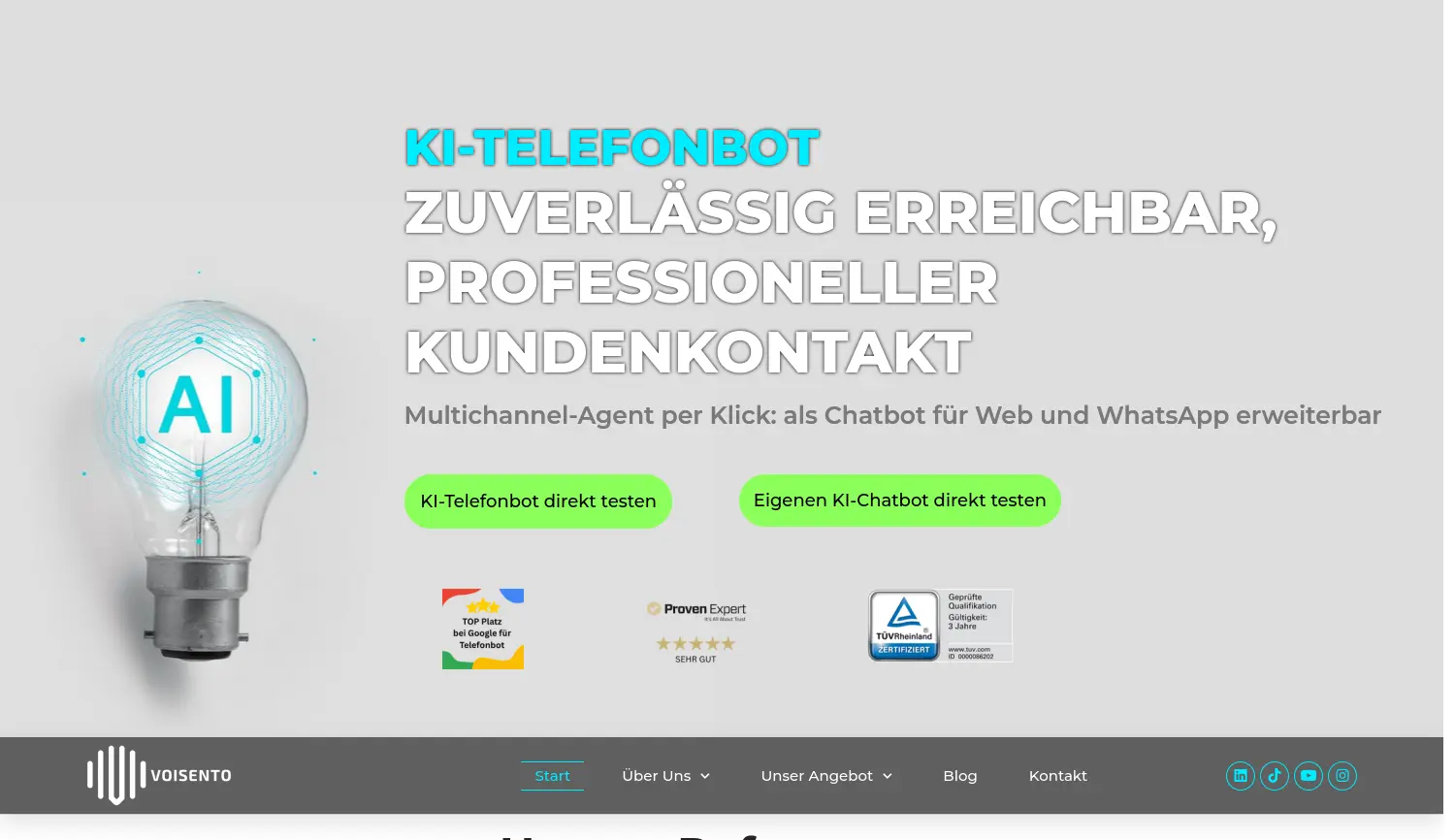 Website der Firma Voisento