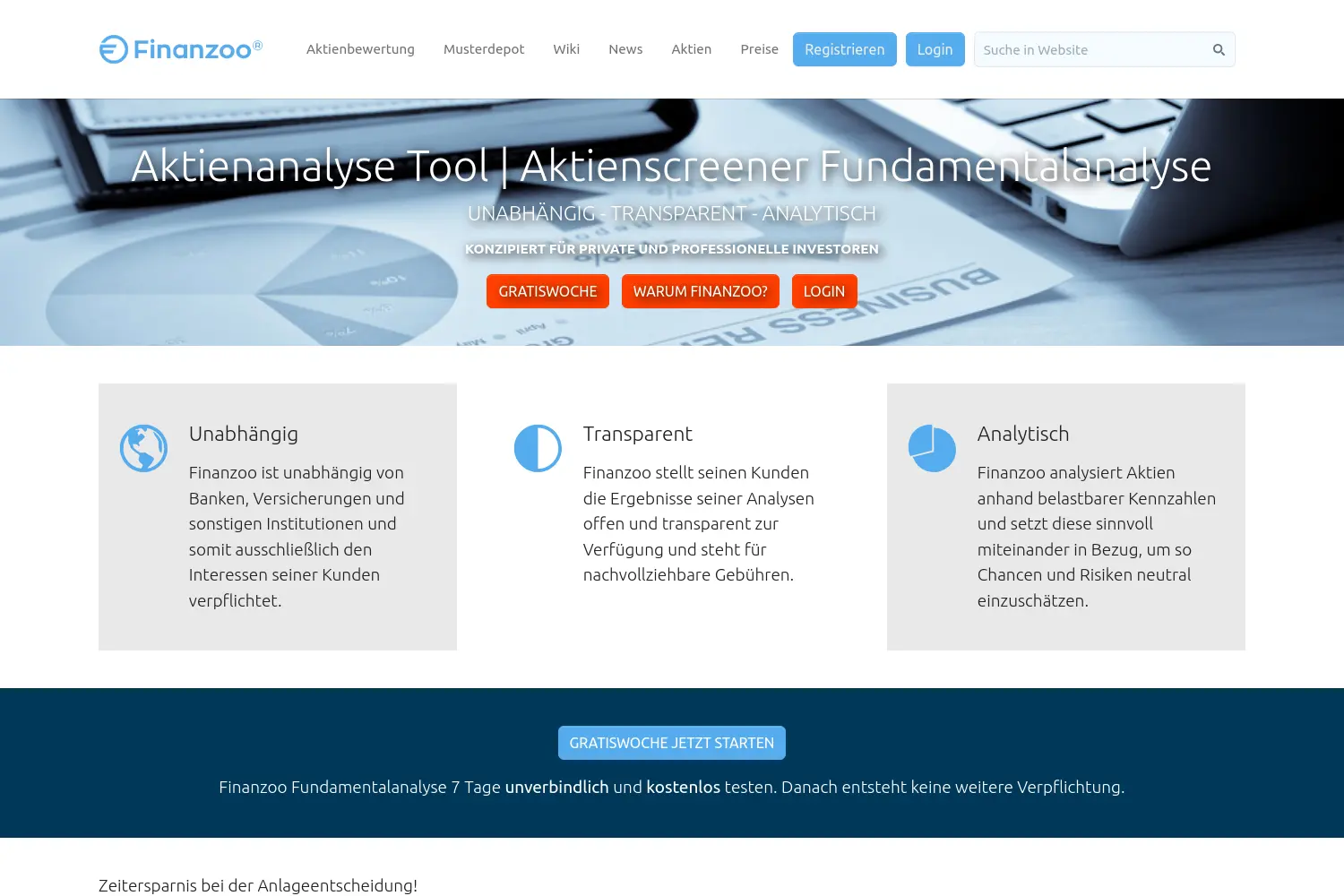 Website der Firma Finanzoo GmbH