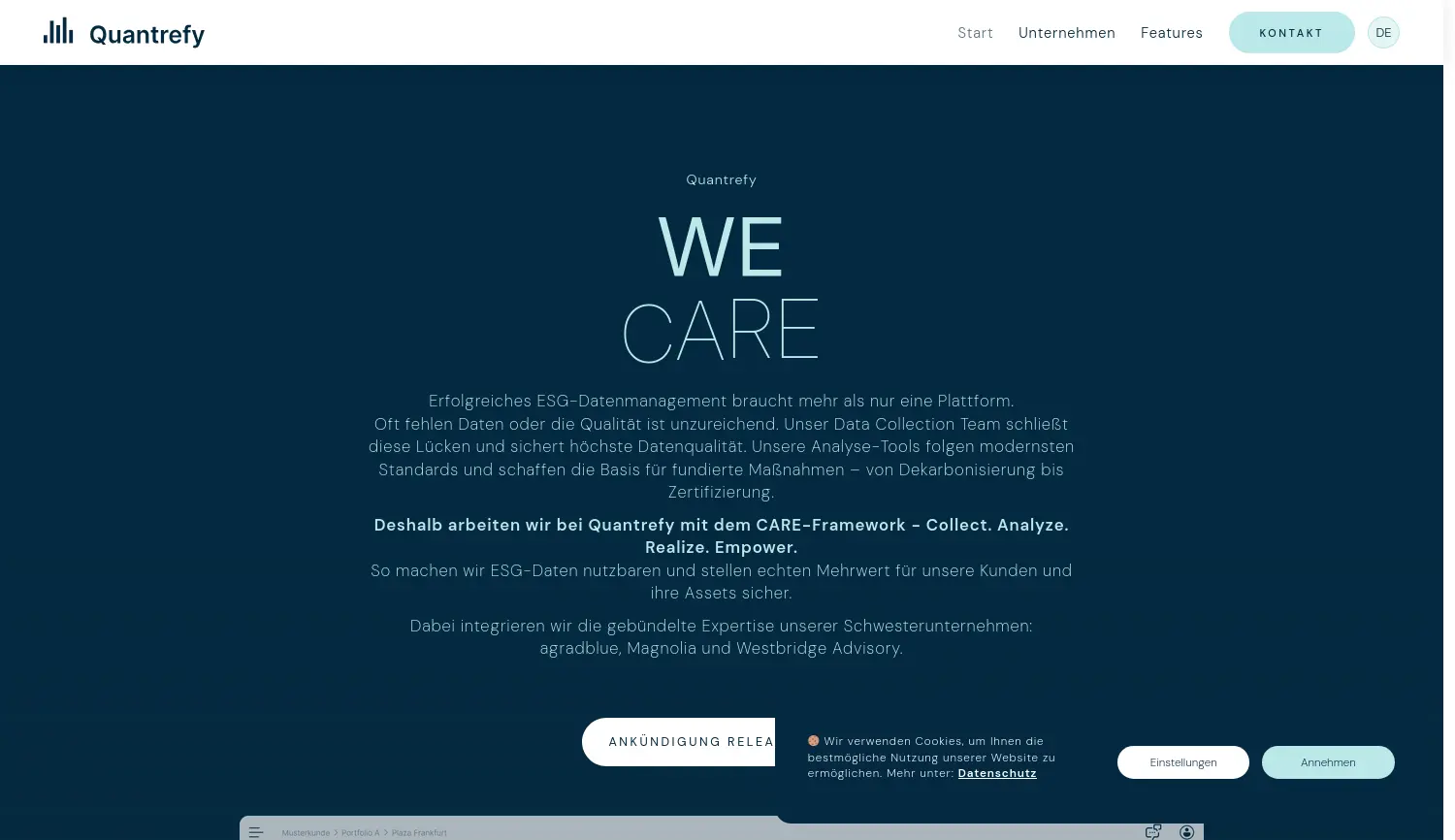 Website der Firma Quantrefy GmbH