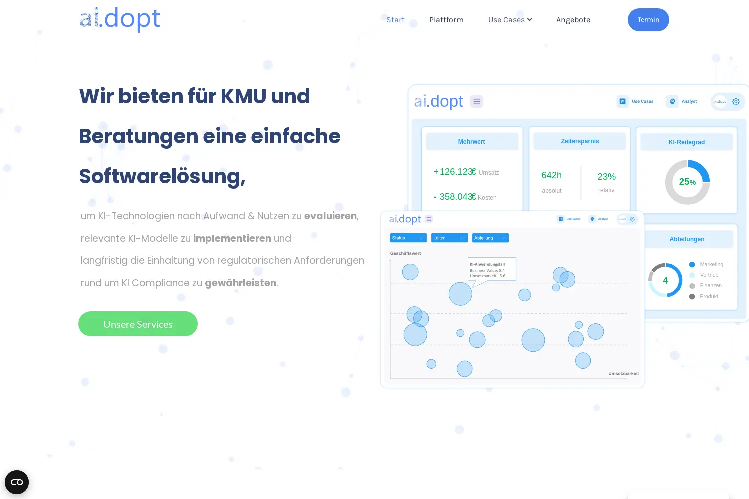 Website der Firma ai.dopt GmbH