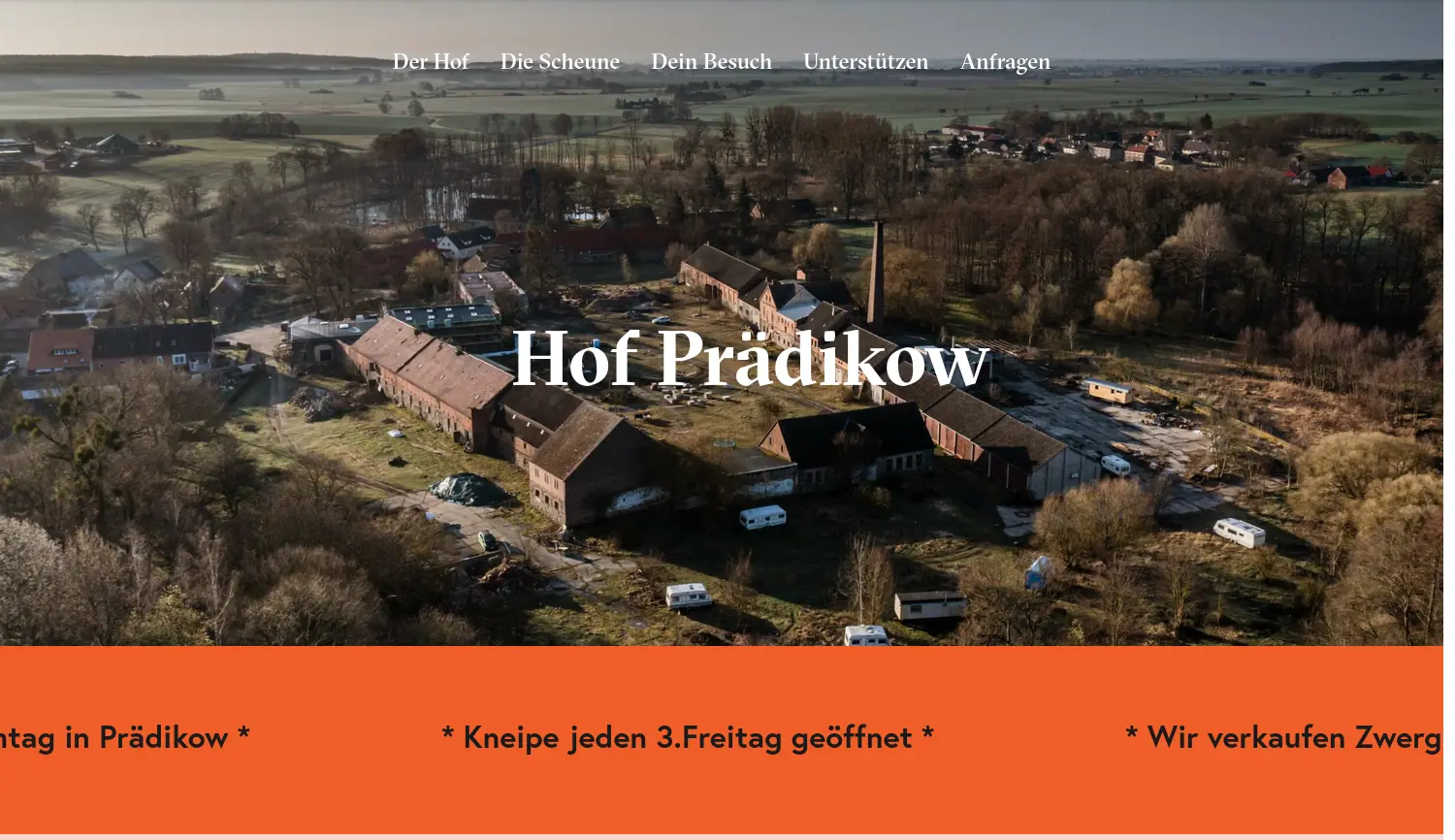 Website der Firma Hof Prädikow e.V.