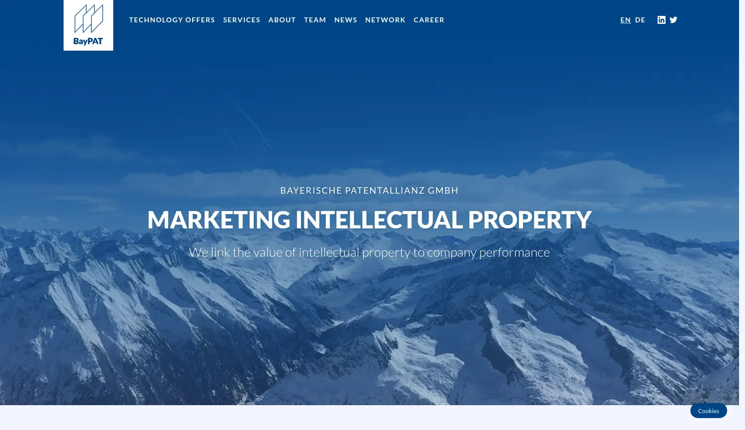 Website der Firma Bayerische Patentallianz GmbH