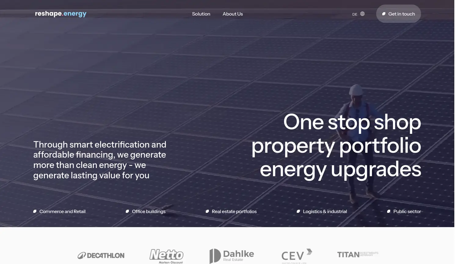 Website der Firma Reshape Energy GmbH