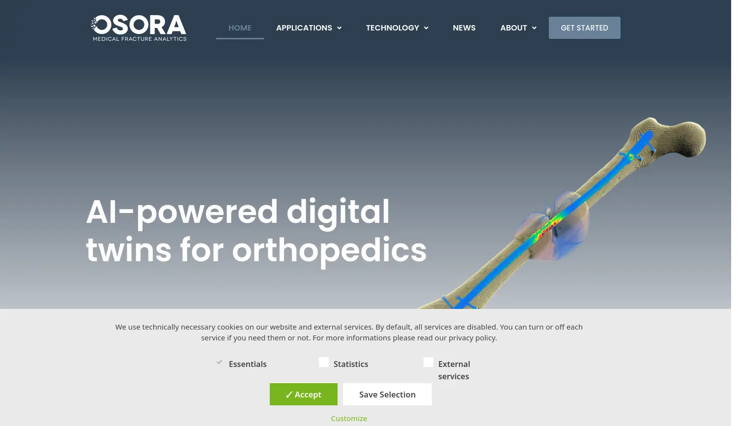 Website der Firma OSORA medical GmbH