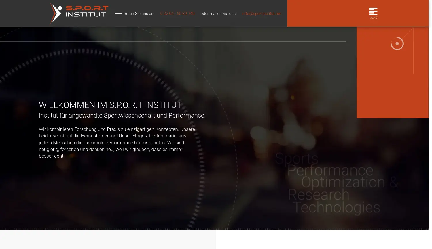 Website der Firma S.P.O.R.T Institut (privat) GmbH
